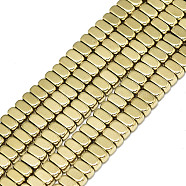 Electroplate Non-magnetic Synthetic Hematite Beads Strands, Rectangle, Real 18K Gold Plated, 2x4x2mm, Hole: 0.8mm, about 195~200pcs/strand, 15.75 inch(40cm)(G-S352-70)