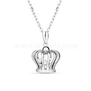 TINYSAND 925 Sterling Silver Crown CZ Pendant Necklaces, Silver, 16.7 inch(TS-N312-S)