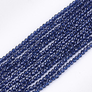 Synthetic Quartz Crystal Beads Strands, Dyed, Faceted, Star Cut Round Beads, Dark Blue, 2mm, Hole: 0.5mm, about 215pcs/strand, 14.7 inch(G-T119-05A)