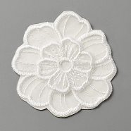 Computerized Embroidery Lace Self Adhesive/Sew on Patches, Costume Accessories, Appliques, Flower, 50x48x2mm(DIY-WH0410-49J)
