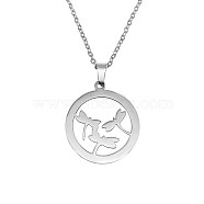 Stainless Steel Pendant Necklaces for Women, Dragonfly, Stainless Steel Color, 19.69 inch(50cm)(DY6370-1)
