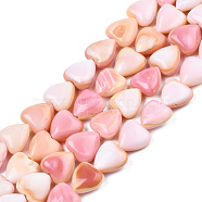 Natural Shell Beads Strands, Heart, 9x8.5x4mm, Hole: 0.8mm, about 49~50pcs/strand, 15.94 inch~16.14 inch(40.5~41cm)(SSHEL-N032-45)