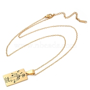 12 Constellation Stainless Steel Tarot Card Engraved Pendant Cable Chain Necklaces, Golden, Libra, 17.72 inch(45cm)(PW-WG94DCE-07)