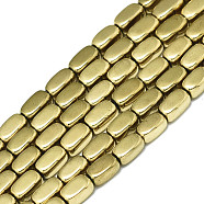 Electroplate Non-magnetic Synthetic Hematite Beads Strands, Rectangle, Real 18K Gold Plated, 3.5x2x2mm, Hole: 0.8mm, about 101~103pcs/strand, 15.75 inch(40cm)(G-S352-65B-01)