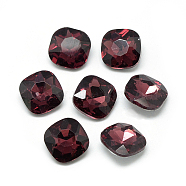Pointed Back Glass Rhinestone Cabochons, Faceted, Back Plated, Square, Dark Red, 10x10x4.5mm(RGLA-T032-10x10mm-18)