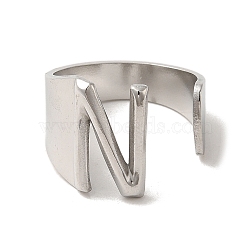 Non-Tarnish 201 Stainless Steel Finger Rings, Letter N, Inner Diameter: 18mm(RJEW-H223-04P-N)