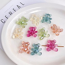 Transparent Acrylic Beads, Bear, Mixed Color, 32.2x30.4x15.4mm, Hole: 4.2mm(OACR-H038-44)