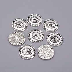 Tibetan Style Links/Connectors, Lead Free and Cadmium Free, Flat Round, Antique Silver, 22x2mm, Hole: 1.5mm(TIBEP-EA300YKG-AS-LF)