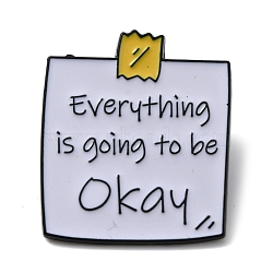 Word Everything is Going to be Okay Alloy Enamel Brooch Pins, for Backpack, Clothes, White, 30x26x1.5mm(JEWB-R021-06B)