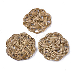 Handmade Reed Cane/Rattan Woven Beads, For Making Straw Earrings and Necklaces, No Hole/Undrilled, Flower, BurlyWood, 55~60x54~64x3~5mm(WOVE-Q077-08)