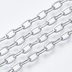 Tarnish Resistant 304 Stainless Steel Cable Chains, with Spool, Unwelded, Stainless Steel Color, 6.6x3.5x0.9mm, about 82.02 Feet(25m)/roll(CHS-S001-10A-P)