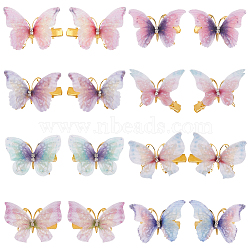 8Pcs 8 Style Double Layers Tulle Butterfly Alligator Hair Clips, Hair Accessories for Girls, Mixed Color, 32~48x36~51x10~10.5mm, 1pc/style(PHAR-CP0001-06)