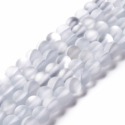 Synthetic Moonstone Beads Strands, Frosted, Round, Clear, 8mm, Hole: 1mm, about 43~47pcs/strand, 14.37''~15.08''(36.5~38.3cm)(G-E573-01B-16)