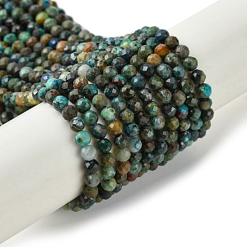 Natural Chrysocolla Beads Strands, Faceted, Round, 3mm, Hole: 0.7mm, about 124~126pcs/strand, 15.43''(39.2cm)