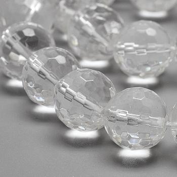Grade AB Natural Quartz Crystal Beads Strands, Rock Crystal Beads, Faceted Round, 12~13mm, Hole: 1.5mm, about 33pcs/strand, 15.7 inch