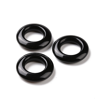Natural Obsidian Pendants, Ring Charms, 30x7mm, Hole: 15.5mm