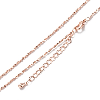 Brass Link Chain Necklaces, Long-Lasting Plated, Real Rose Gold Plated, 16.54 inch(42cm)