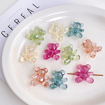 Transparent Acrylic Beads, Bear, Mixed Color, 32.2x30.4x15.4mm, Hole: 4.2mm