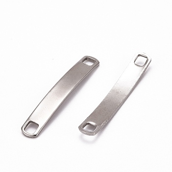 Rectangle 304 Stainless Steel Links connectors, Stainless Steel Color, 33.5x5x1mm, Hole: 3x3mm