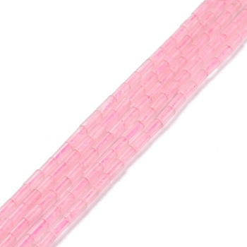 Natural Rose Quartz Beads Strands, Column, 3.8~4.3x2.4mm, Hole: 0.9mm, about 87pcs/strand, 14.88~15.12 inch(37.8~38.4cm)