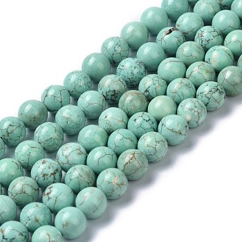 Natural Howlite Beads Strands, Dyed & Heated, Round, 10mm, Hole: 1.4mm, about 40pcs/strand, 15.55 inch(39.5cm)