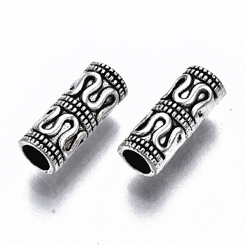 Tibetan Style Alloy Beads, Lead Free & Cadmium Free, Column, Antique Silver, 10x4mm, Hole: 2.5mm, about 3330pcs/1000g