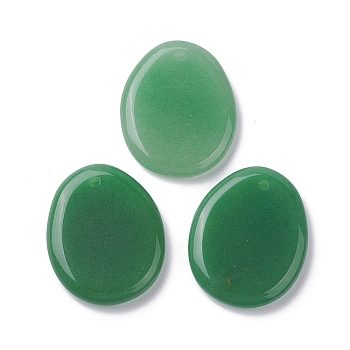 Natural Green Aventurine Pendants, Oval Charms, 40~41x32~33x6mm, Hole: 2.3~3mm