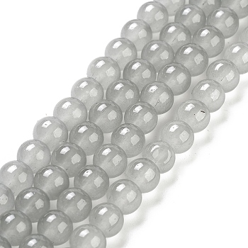 Imitation Jade Glass Beads Strands, Spray Painted, Round, Light Grey, 8mm, Hole: 1.3~1.6mm, about 100pcs/strand, 31.4 inch