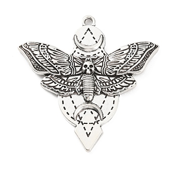 Alloy Pendant, Insect, Antique Silver, 49x48x3.5mm, Hole: 2.3mm