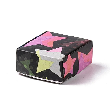 Square Paper Gift Boxes, Folding Box for Gift Wrapping, Star Pattern, 5.6x5.6x2.55cm