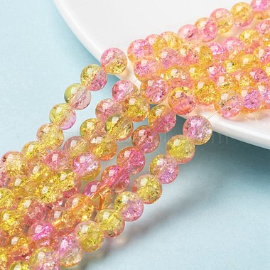 8mm PearlPink Round Crackle Glass Beads