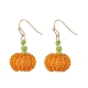 Wood & Seed Beaded Pumpkin Pendant Dangle Earring(EJEW-JE05183)-1