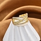 Rack Plating Brass Micro Pave Clear Cubic Zirconia Cuff Finger Rings for Women(RJEW-M028-34G)-1