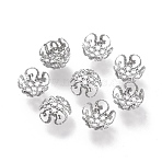 Non-Tarnish 316 Stainless Steel Fancy Bead Caps, Hollow, 5-Petal, Flower, Stainless Steel Color, 8x8x4mm, Hole: 1mm(STAS-K194-04P)