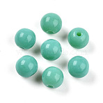 Opaque Solid Color Glass Beads, Round, Turquoise, 6~6.5mm, Hole: 1.2~1.4mm(X1-GLAA-N007-6mm-A01)