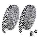 2Pcs Tartan Pattern Hotfix Glass Rhinestone, Rhinestone Trimming, Crystal Glass Sewing Trim Rhinestone Tape, Costume Accessories, Jet, 11.5x2mm, 3 yards/pc(DIY-ME0001-63A)