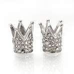 304 Stainless Steel Beads, with Crystal Rhinestones, Crown, Stainless Steel Color, 12x10mm, Hole: 1mm(STAS-Q220-07A)