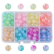 200Pcs 8 Colors Transparent Acrylic Beads, Two-Tone, Round, Mixed Color, 7.5x7mm, Hole: 1.8mm, 25pcs/color(OACR-YW0001-82)