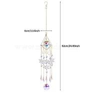 Diamond Metal Hanging Ornaments, Snowflake Glass Charm Tassel Suncatchers, Heart, 620x80mm(PW-WG17143-02)