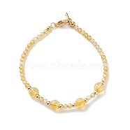 Synthetic Citrine(Dyed & Heated) Beaded Bracelets, with Cubic Zirconia Beads & Brass Beads, 7-5/8 inch(19.5cm)(BJEW-JB06518-01)