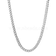 201 Stainless Steel Curb Chain Necklaces for Men, Stainless Steel Color, 23.62 inch(60cm), Link: 9x7x2mm(NJEW-Q336-08F-P)