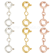 6Pcs 3 Colors 925 Sterling Silver Spring Ring Clasps, Double Clips with 925 Stamp, Mixed Color, 19.5mm, 2pcs/color(STER-GO0001-15)