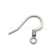 Tarnish Resistant 304 Stainless Steel French Earring Hooks, with Horizontal Loop, Flat Earring Hooks, Stainless Steel Color, 14.5x16x2mm, Hole: 2mm, 22 Gauge, Pin: 0.6mm(STAS-N075-06)