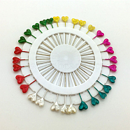 Iron Pins, with Plastic Head, Corsage Pins, Dress-making Pins, Mixed Color, Heart Pattern, 56mm, 30pcs/set(PW22062436173)