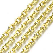 Unwelded Iron Cable Chains, Diamond Cut Chains, with Spool, Golden, 8.8x6.2x1.7mm, about 32.8 Feet(10m)/roll(CH-S125-20B-03)