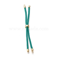 Nylon Twisted Cord Bracelet Making, Slider Bracelet Making, with Eco-Friendly Brass Findings, Round, Golden, Light Sea Green, 8.66~9.06 inch(22~23cm), Hole: 2.8mm, Single Chain Length: about 4.33~4.53 inch(11~11.5cm)(MAK-M025-141)