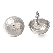 304 Stainless Steel Half Round Stud Earrings, Stainless Steel Color, 20mm(EJEW-I312-05P)