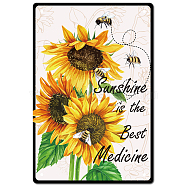 Tinplate Sign Poster, Vertical, for Home Wall Decoration, Rectangle, Sunflower Pattern, 300x200x0.5mm(AJEW-WH0157-477)