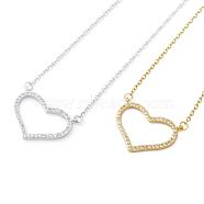 304 Stainless Steel Pendant Necklaces, with Brass Cubic Zirconia Pendants, Heart, Mixed Color, 18.5 inch(47cm), Pendant: 17.5x24x2mm(NJEW-E141-05)