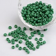 6/0 Opaque Colours Round Glass Seed Beads, Pale Green, Size: about 4mm in diameter, hole:1.5mm, about 495pcs/50g(X-SEED-A010-4mm-47)